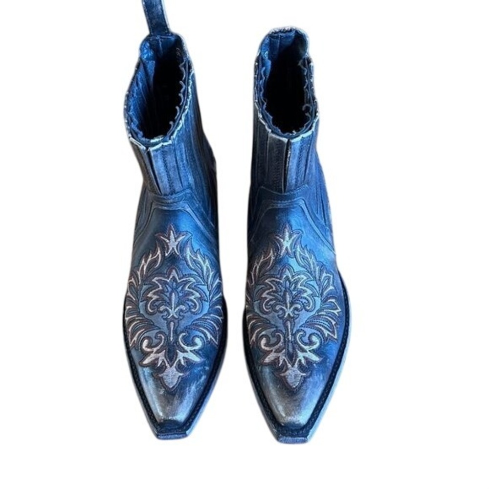 Old Gringo Dunken Brown Leather Embroidered Cowboy Ankle Boots 7B Floral Women 7